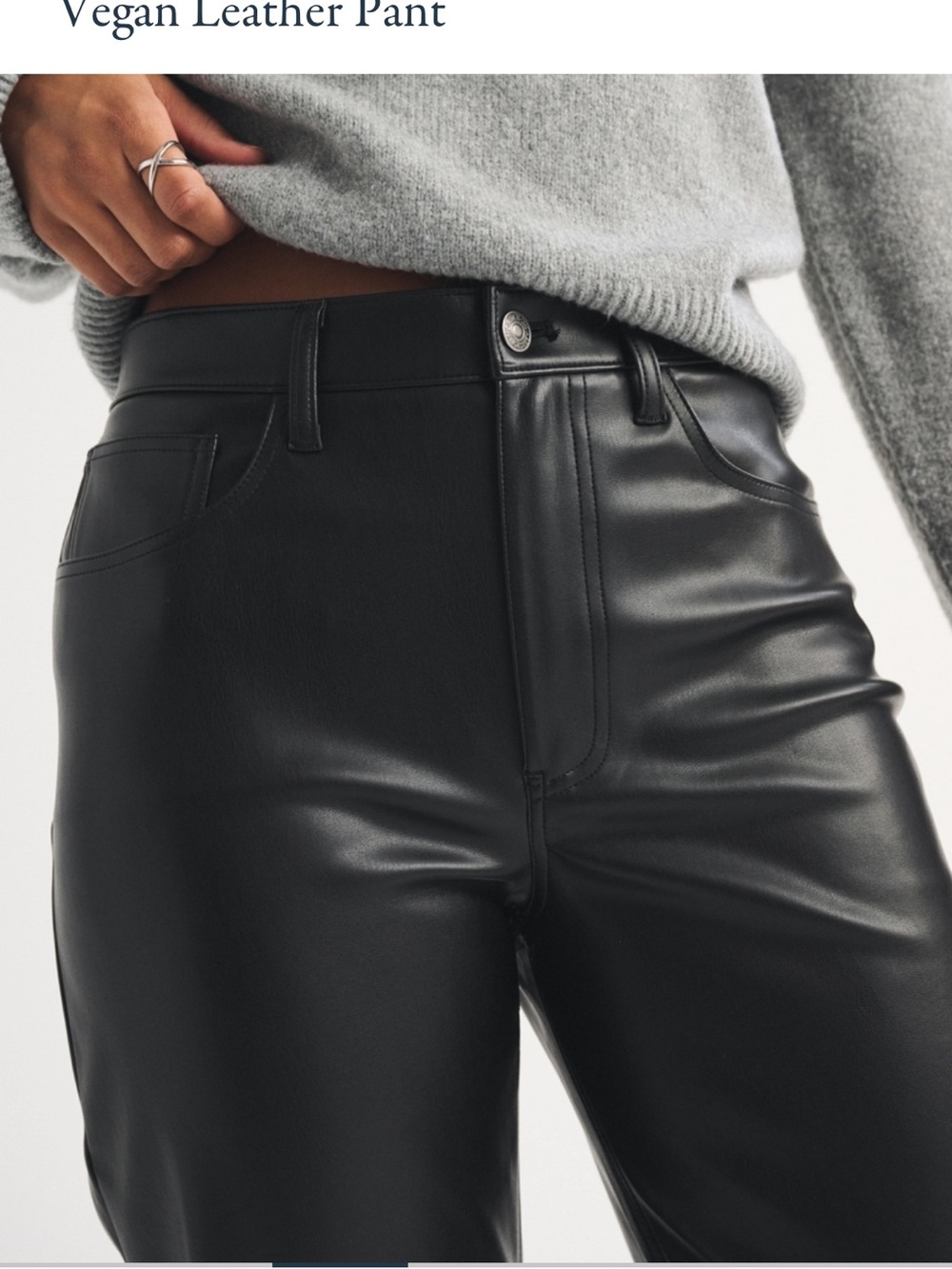 Black High Rise 90s Straight Leg Vegan Leather Pants - NWT